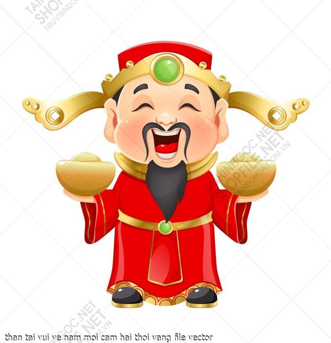 than tai vui ve nam moi cam hai thoi vang file vector